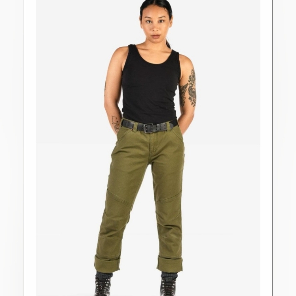 Dovetail Workwear GO TO Stretch Canvas pants in Kelp Green, Women's size 6 x 30